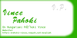 vince pahoki business card